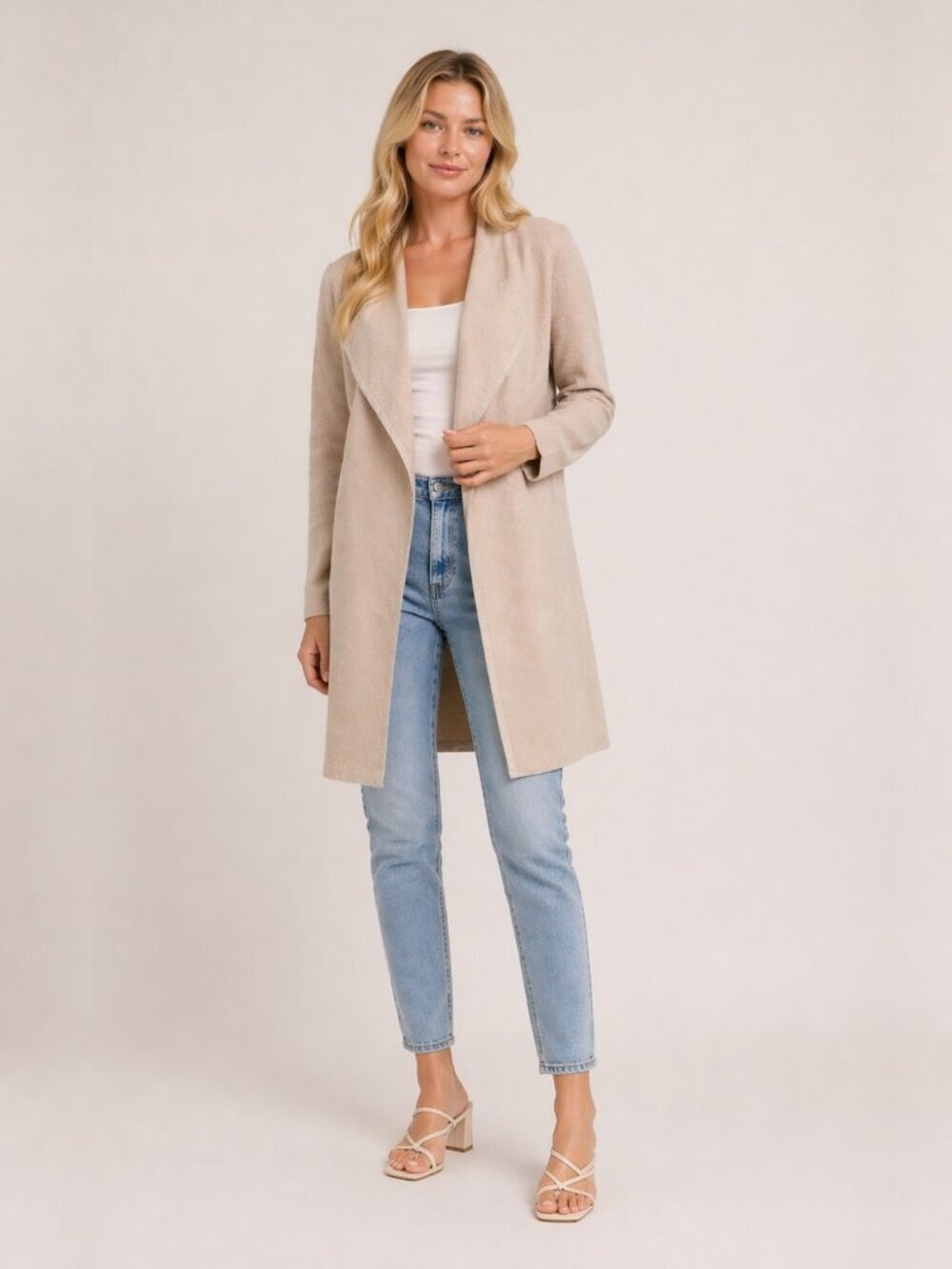 2/$30 Chicwish Open Front Longline Cardigan Beige Small #A2034